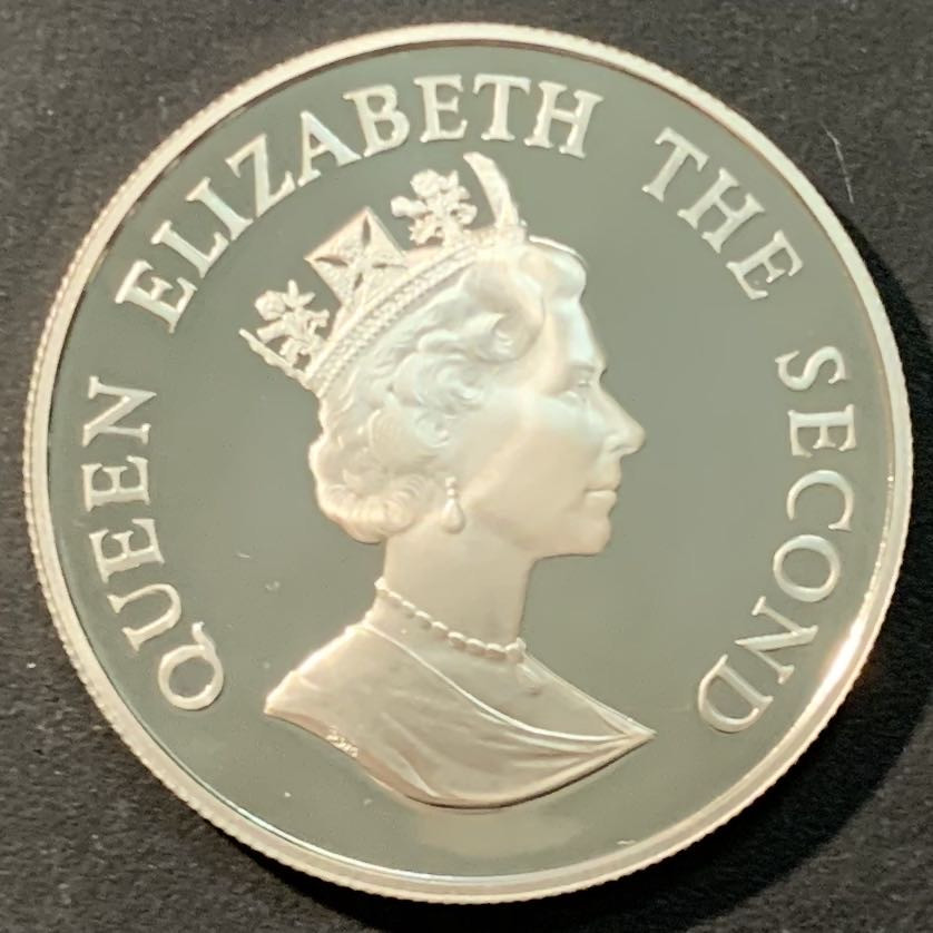 紫瑗钱币—微拍第96期  福克兰 1987年 WWF基金会25周年 企鹅 50便士 28.28克 0.925银 精制