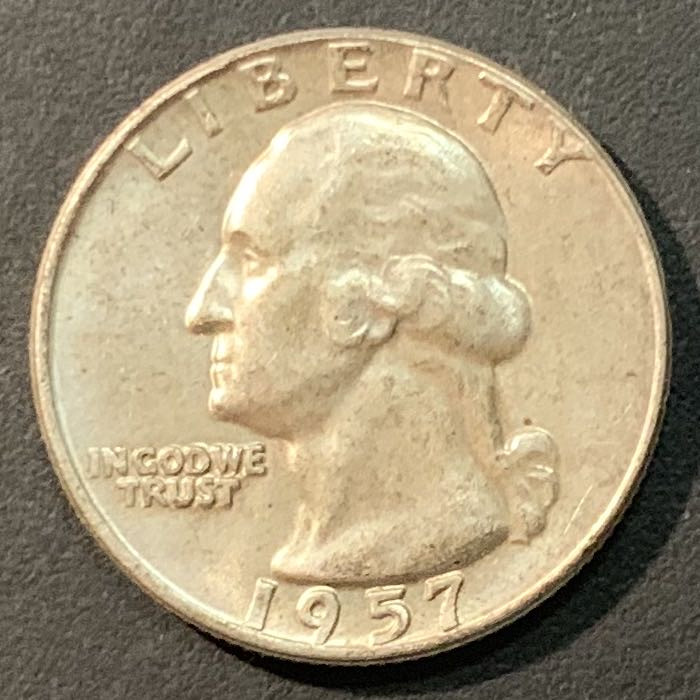 紫瑗钱币—微拍第96期  美国 1957年 华盛顿 25美分 6.25克 0.9银