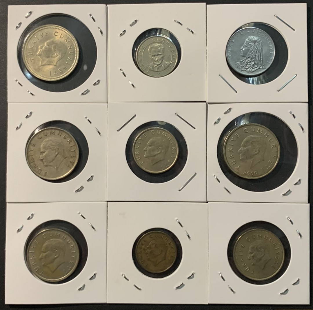 紫瑗钱币—微拍第96期  土耳其 各个时期 流通币 9枚一组 敬请预览