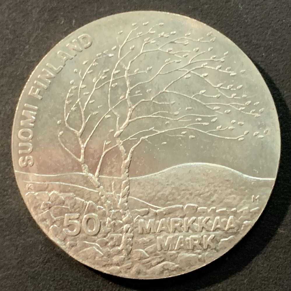 紫瑗钱币—微拍第96期  芬兰 1983年 世界田径锦标赛 50马克 22克 0.5银 UNC