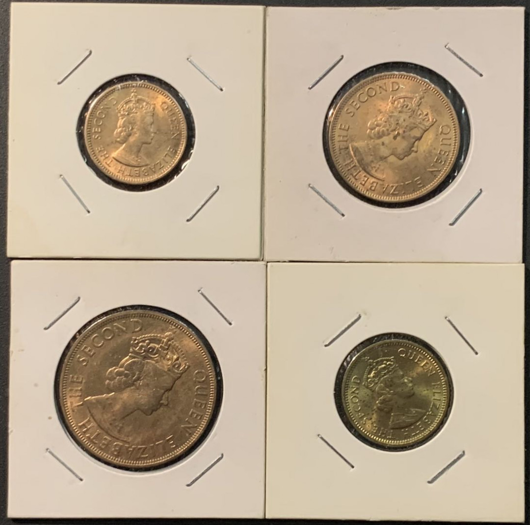 紫瑗钱币—微拍第96期  英属东加勒比地区 1/2 1 2 5分 4枚一组 UNC