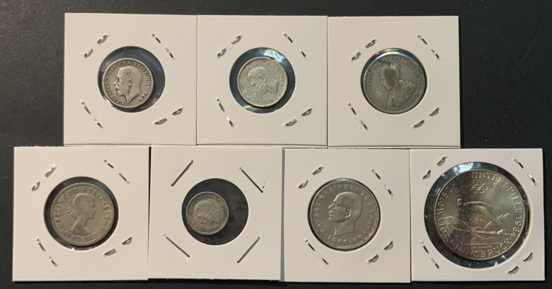 紫瑗钱币—微拍第96期  各国银币 7枚一组 共约45克 敬请预览