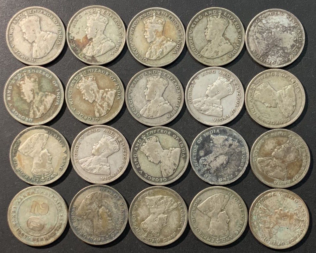 紫瑗钱币—微拍第96期  海峡殖民地 20分 银币 20枚一组 共108.6克 0.6银