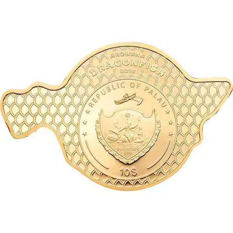 【随心拍&Getcoins】现代钱币拍卖第六十三期 帕劳2019年吉祥物金龙鱼镀金大银币