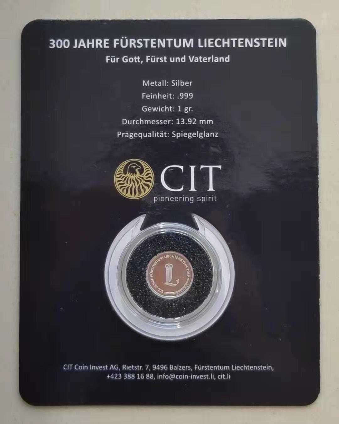 【随心拍&Getcoins】现代钱币拍卖第六十三期 列支敦士登2019年300周年纪念银章两枚