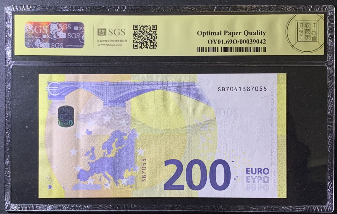 紫瑗钱币——微拍第97期—纸币场 欧洲共同体 西班牙 2019年 200欧元 美评 SGS 69 EPQ