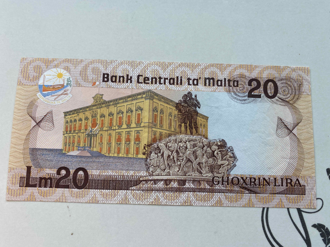 【收藏联盟】第159期拍卖——缤纷夏日（共60拍） 马耳他 1967年20里拉 UNC-（角折）