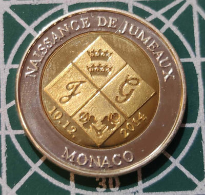 燕姐换藏第三十三拍 2014年摩纳哥加布里拉公主和雅克王子诞生2欧元样币