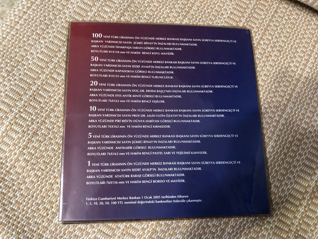 【收藏联盟】第159期拍卖——缤纷夏日（共60拍） 【一套6张】土耳其纸币官方册 2005年1-100里拉 全新UNC 非常精美 包含2222狮子号 土耳其国父——凯末尔 背面众多古迹 