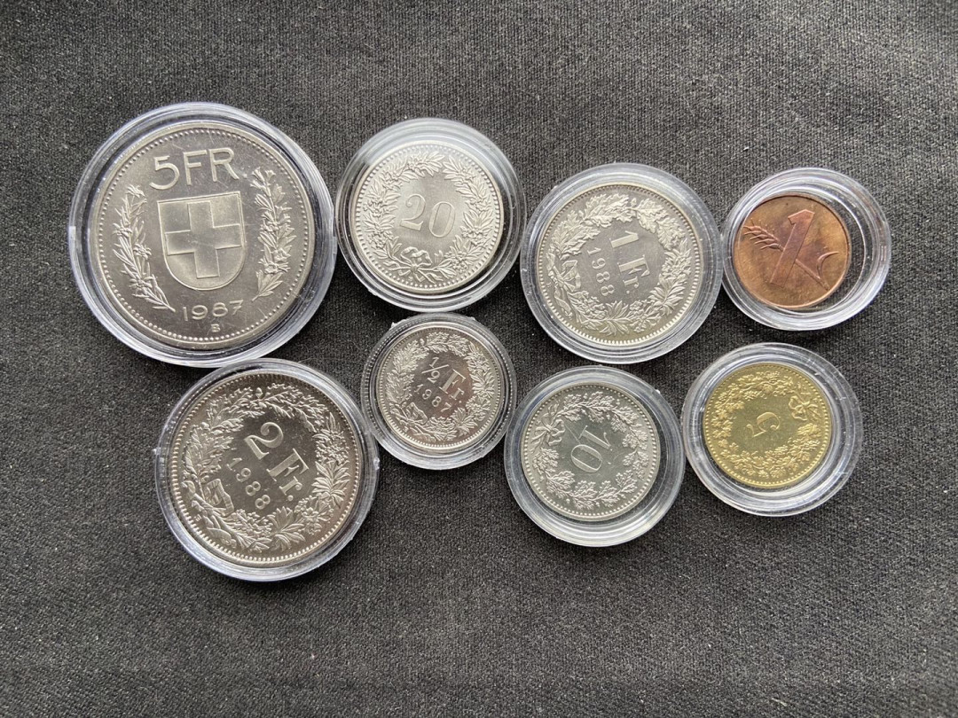 【币观天下】纪念币专场拍卖【低佣金】 【瑞士】瑞士8枚流通纪念币