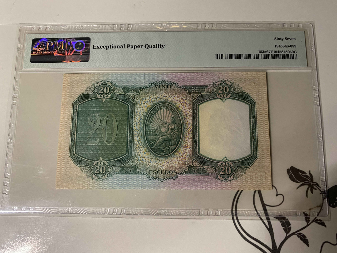 【收藏联盟】第159期拍卖——缤纷夏日（共60拍） 葡萄牙 1941-54年 20埃斯库多 PMG67EPQ BWC出品