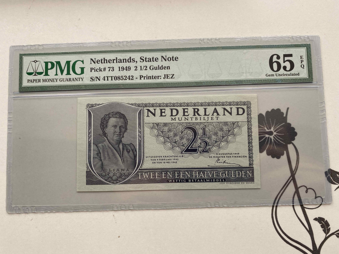 【收藏联盟】第159期拍卖——缤纷夏日（共60拍） 荷兰 1949年 2 1/2盾 PMG65EPQ 