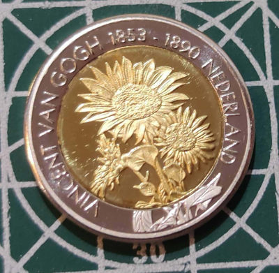 燕姐换藏第三十三拍 法国梵高《向日葵》2欧元样币