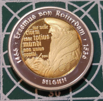 燕姐换藏第三十三拍 2016年比利时哲学家伊拉斯谟诞辰550周年2欧元样币