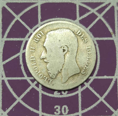 燕姐换藏第三十三拍 1866年比利时利奥波德二世50分小银币