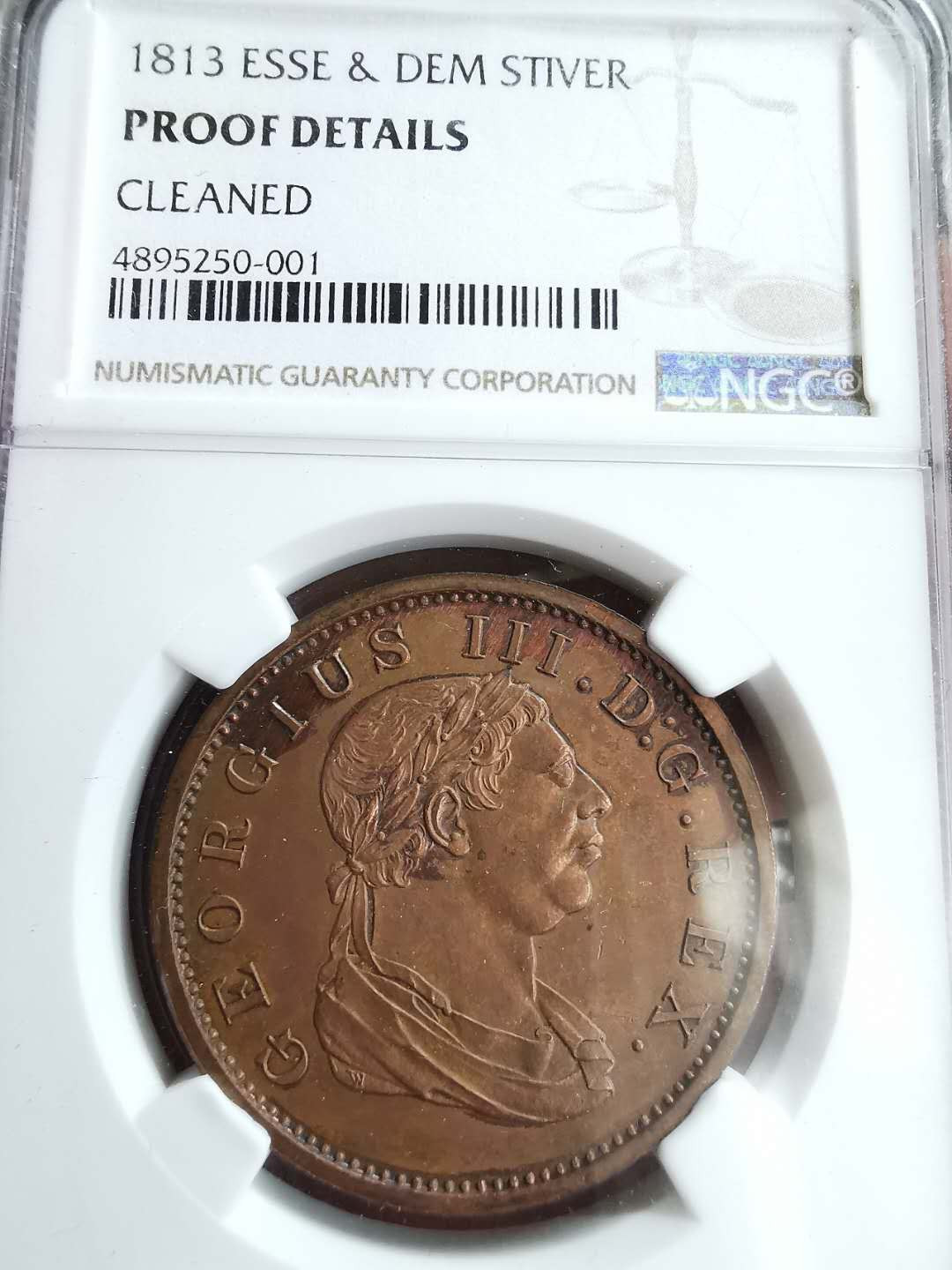 凡希社世界钱币微拍第一百三十期 稀！1813艾斯奎波与德麦拉雷stiver大铜精铸NGC-PROOF DETAIL
