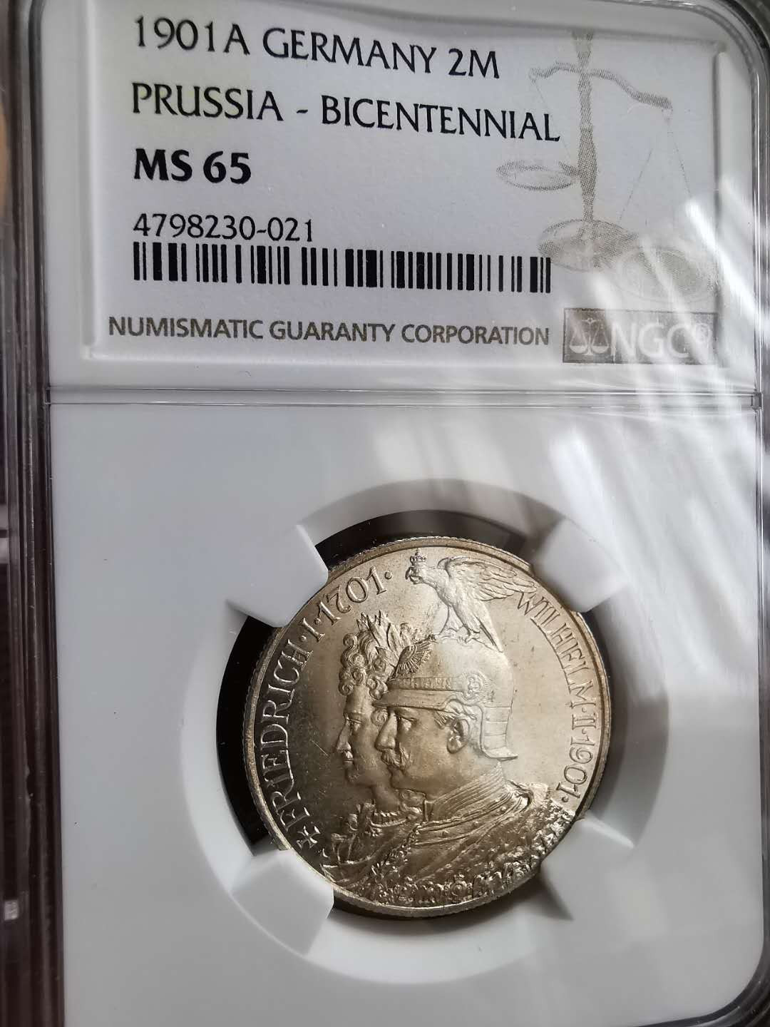 凡希社世界钱币微拍第一百三十期 1901普鲁士2马克NGC-MS65
