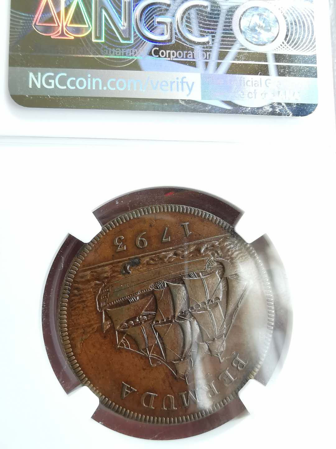 凡希社世界钱币微拍第一百三十期 稀！1793百慕大乔三便士精铸NGC-PF62SOHO出品！