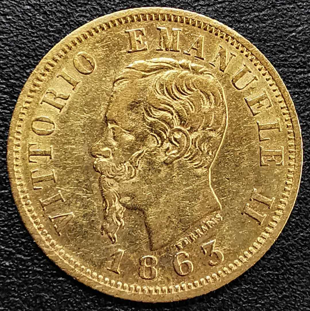 凡希社世界钱币微拍第一百三十期 1863意大利10里拉金币AU