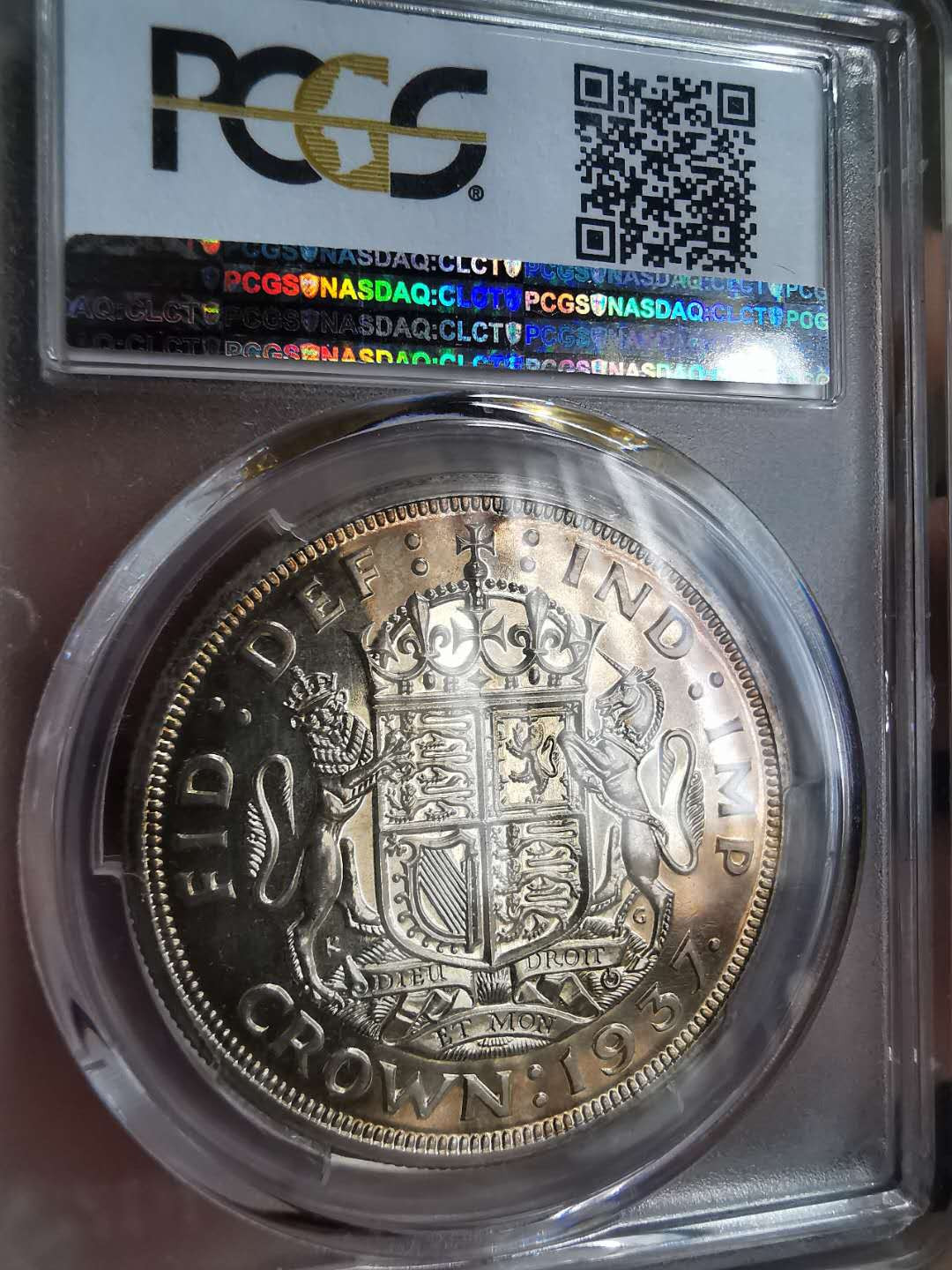 凡希社世界钱币微拍第一百三十期 1937英国乔六精铸克朗PCGS-PF63金紫包浆！