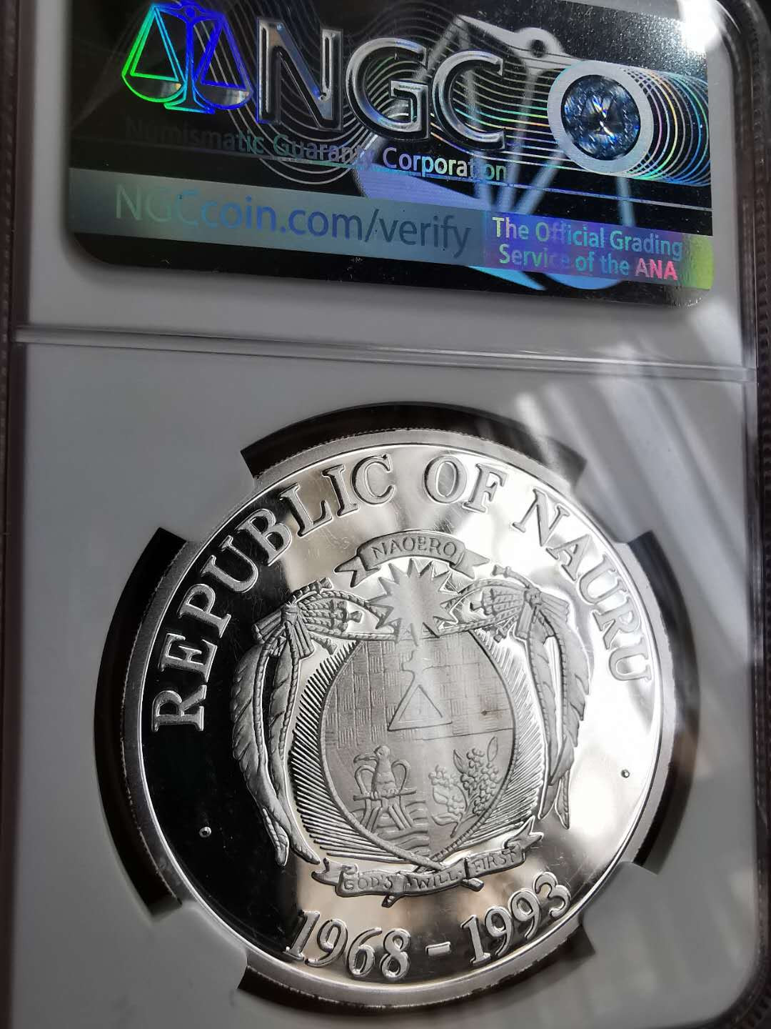 凡希社世界钱币微拍第一百三十期 荐！1993瑙鲁地图10元大银NGC-PF69UC顶级品！