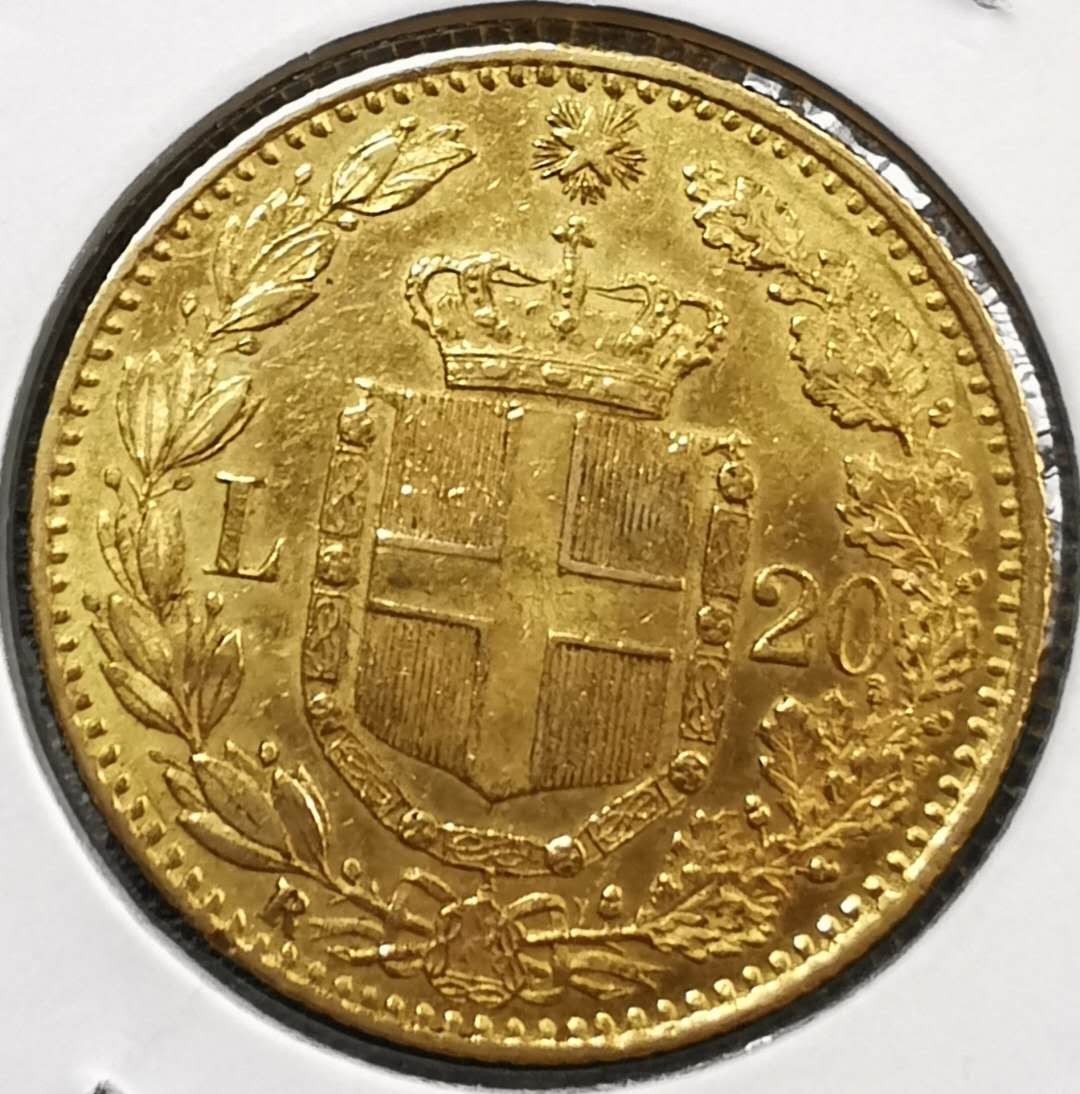 凡希社世界钱币微拍第一百三十期 1883意大利20里拉金币UNC