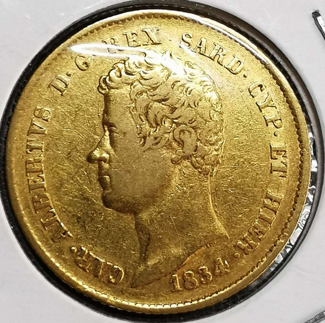 凡希社世界钱币微拍第一百三十期 1834撒丁岛20里拉金币XF少见品种！