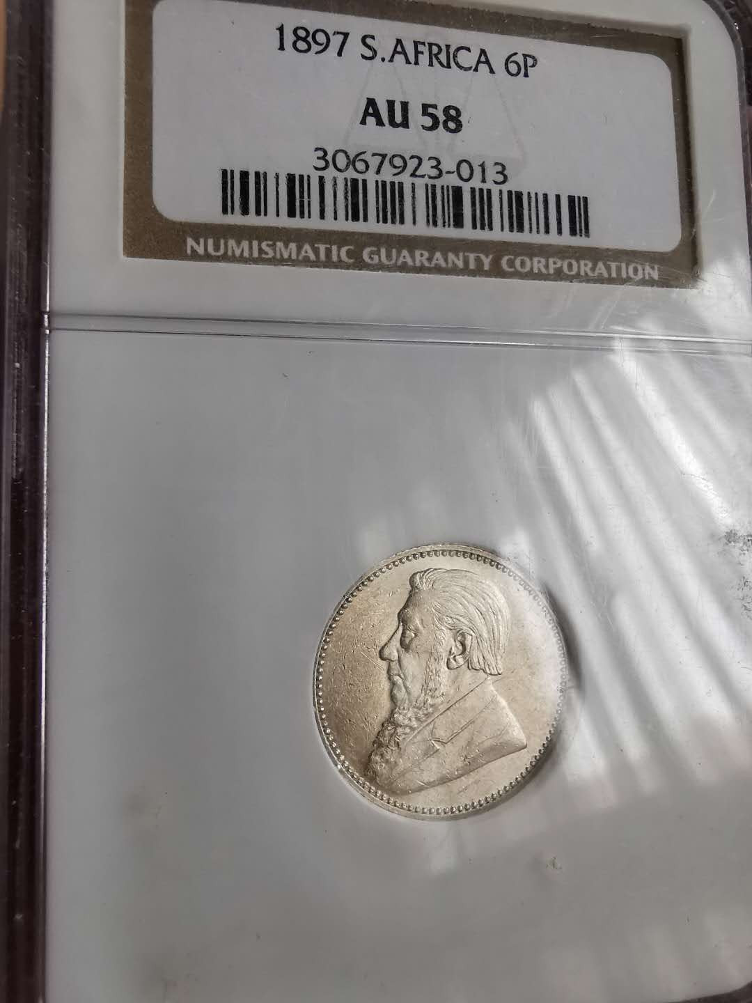 凡希社世界钱币微拍第一百三十期 1897南非克鲁格6便士NGC-AU58