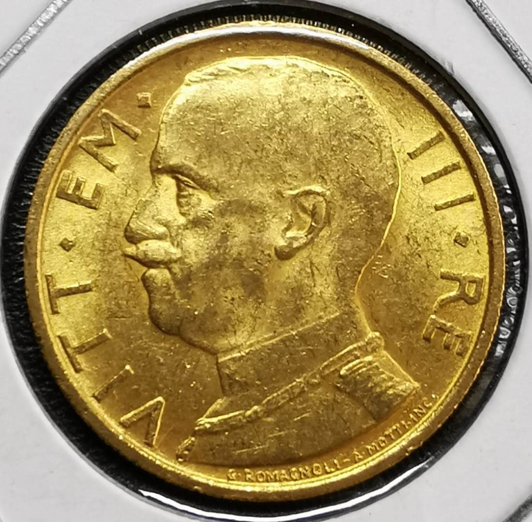 凡希社世界钱币微拍第一百三十期 荐！1931R意大利50里拉金币持法西斯的青年UNC