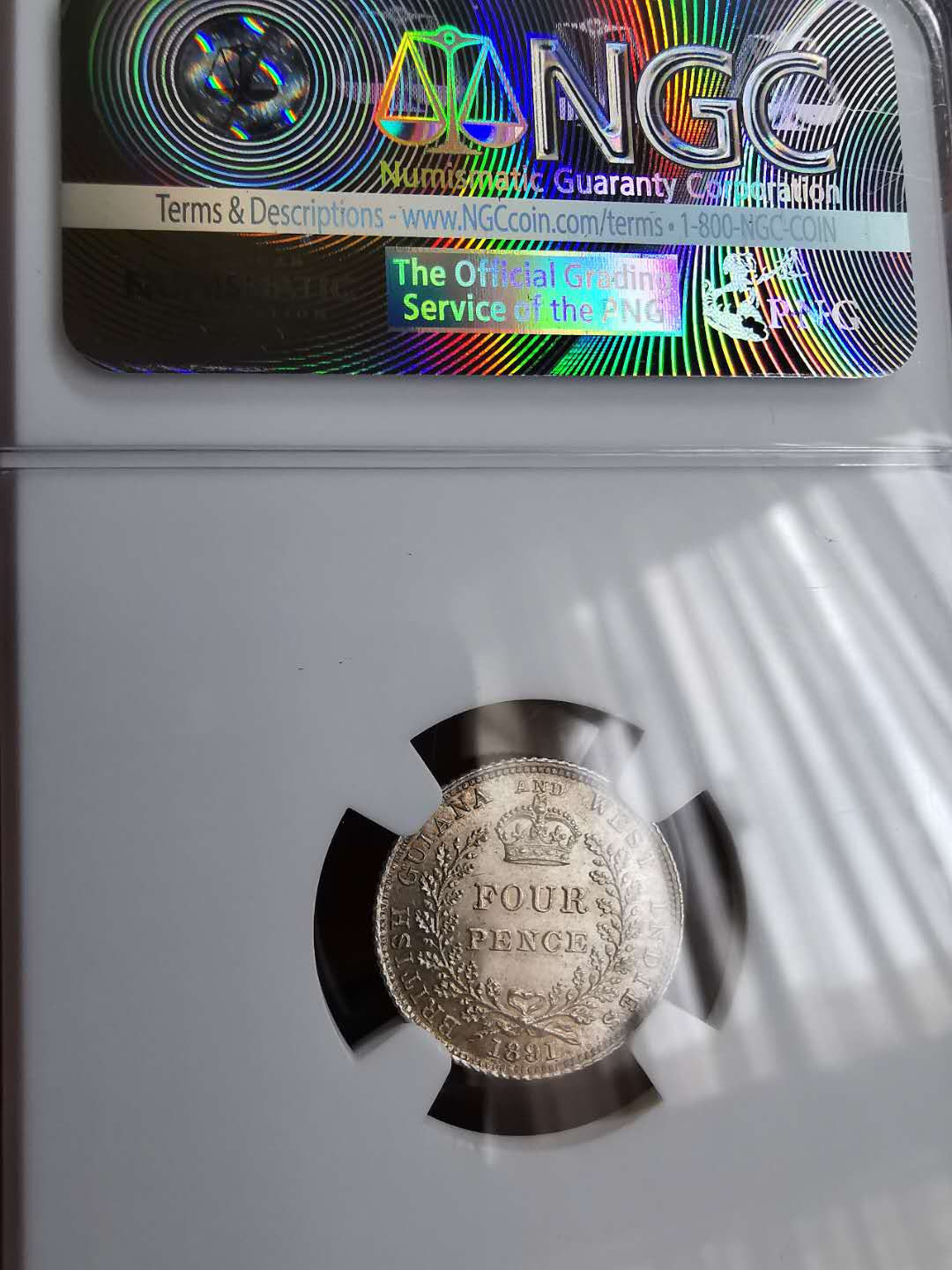 凡希社世界钱币微拍第一百三十期 1891英属圭亚那小维4便士NGC-MS63