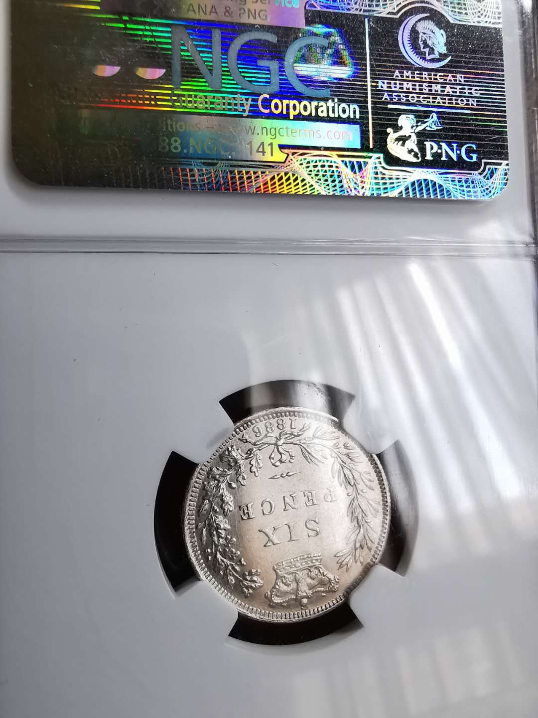 凡希社世界钱币微拍第一百三十期 1886英国小维6便士NGC-MS61