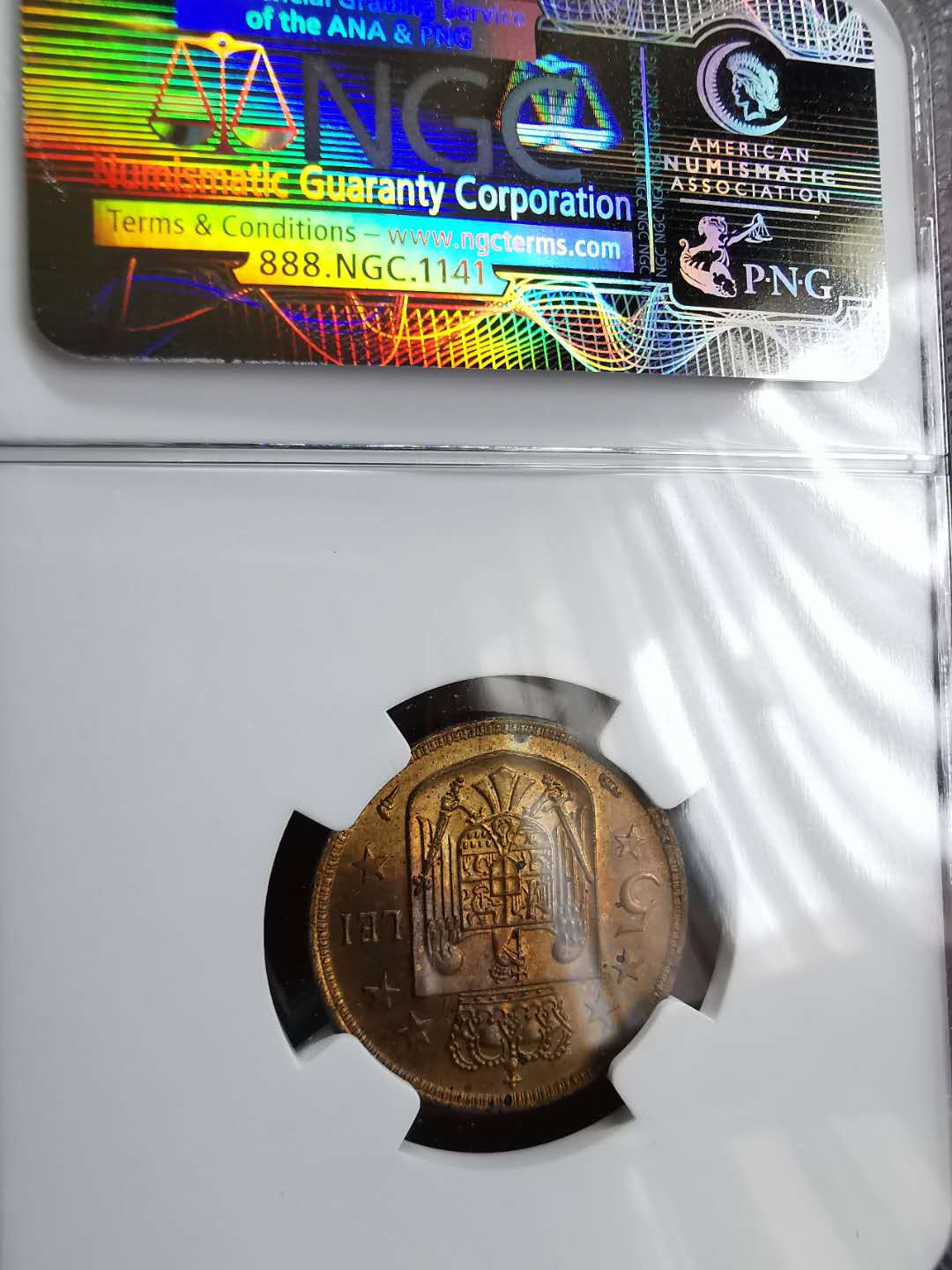 凡希社世界钱币微拍第一百三十期 1930罗马尼亚5L铜NGC-MS63