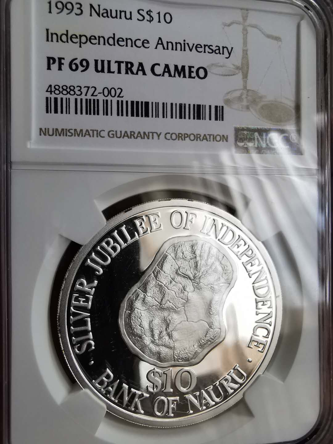 凡希社世界钱币微拍第一百三十期 荐！1993瑙鲁地图10元大银NGC-PF69UC顶级品！