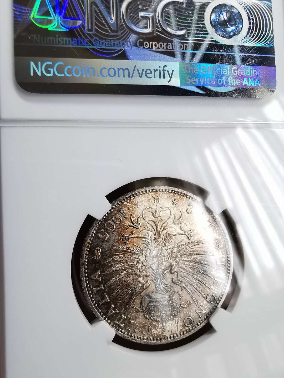 凡希社世界钱币微拍第一百三十期 稀！1905R意大利鹰版2里拉NGC-MS62收藏级！