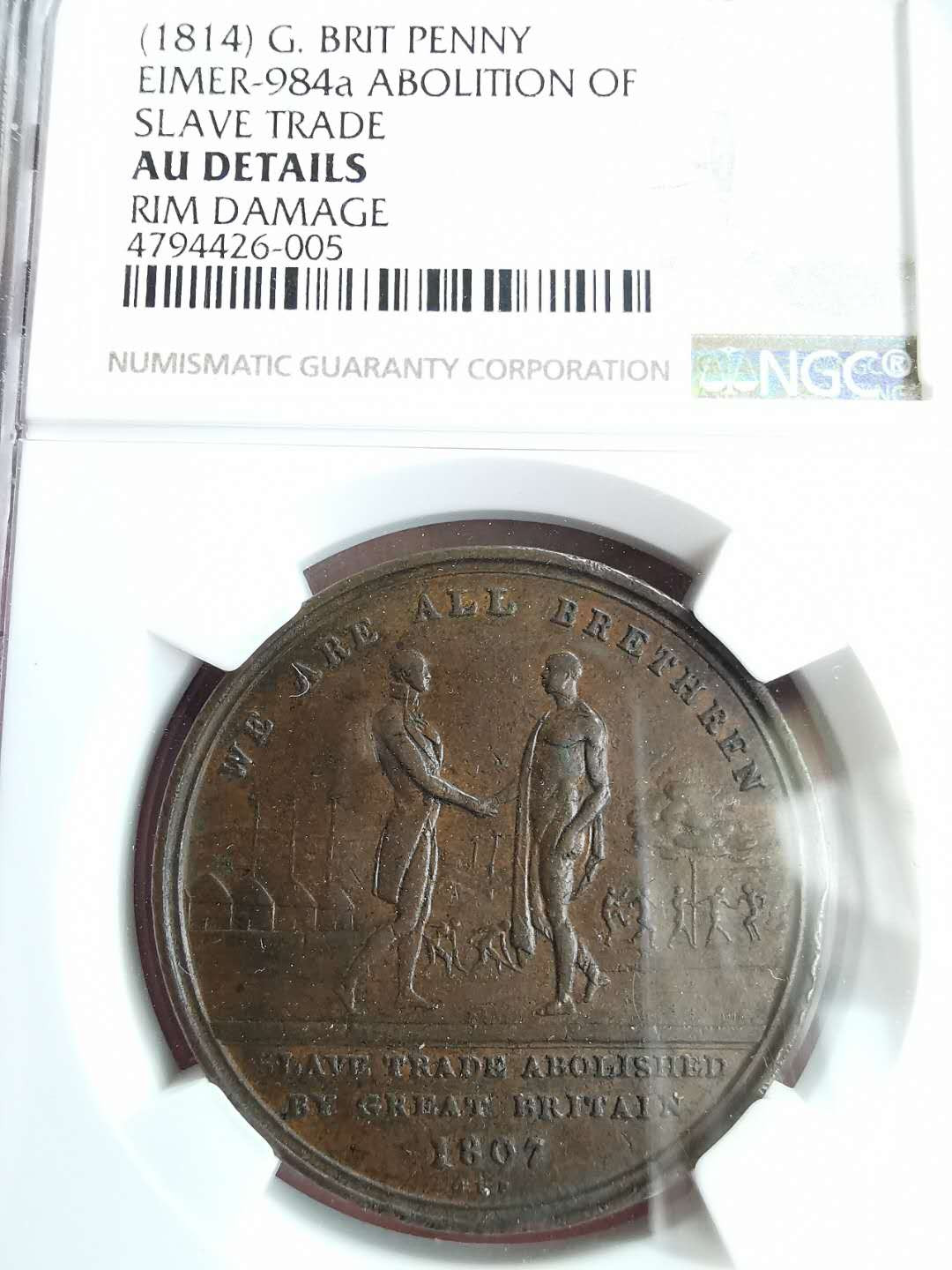 凡希社世界钱币微拍第一百三十期 1814塞拉利昂废奴便士NGC-AUD状态相当好