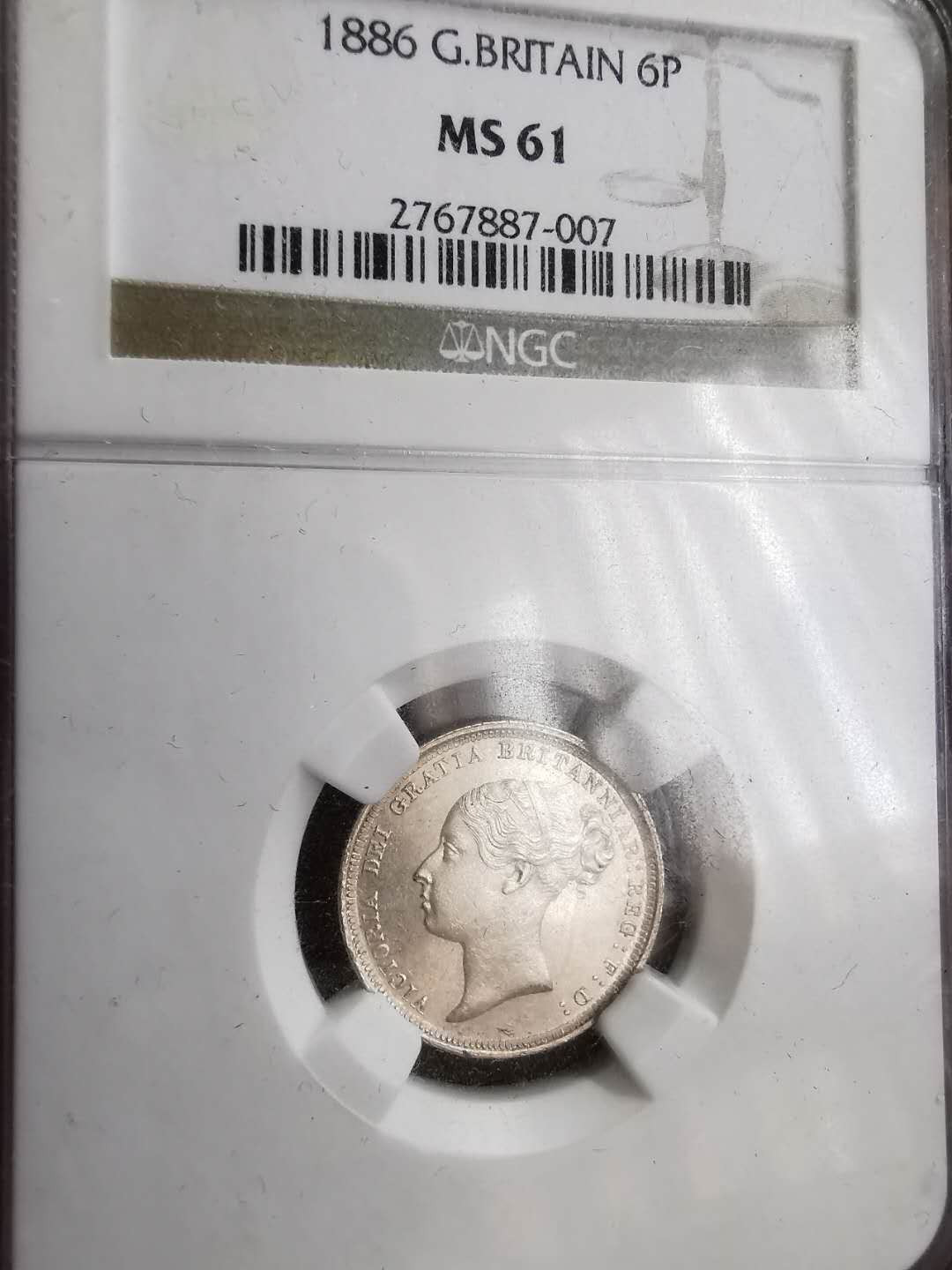 凡希社世界钱币微拍第一百三十期 1886英国小维6便士NGC-MS61