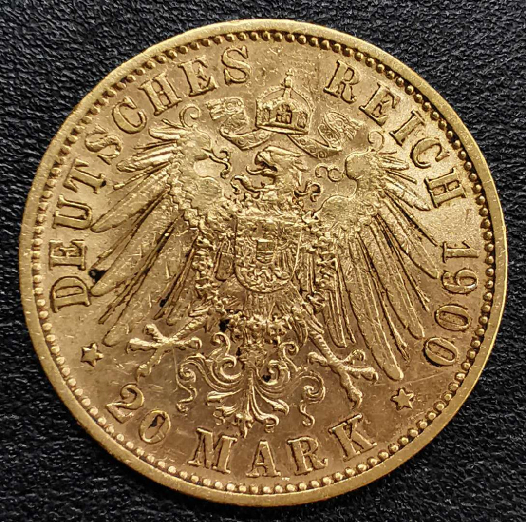 凡希社世界钱币微拍第一百三十期 1900巴伐利亚20马克金币AU