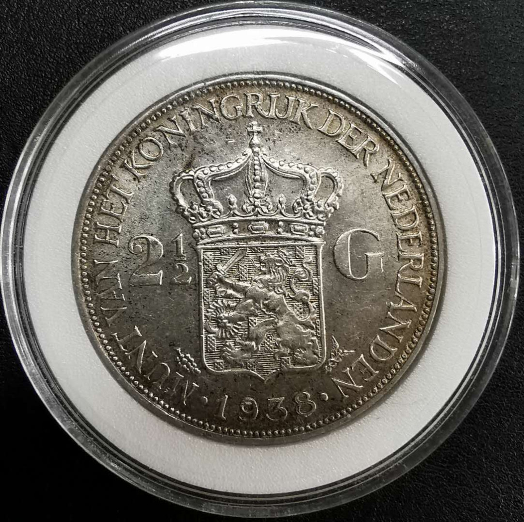 凡希社世界钱币微拍第一百三十期 1938荷兰威廉明娜2.5盾大银UNC