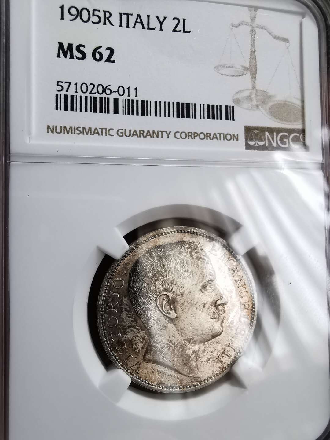 凡希社世界钱币微拍第一百三十期 稀！1905R意大利鹰版2里拉NGC-MS62收藏级！
