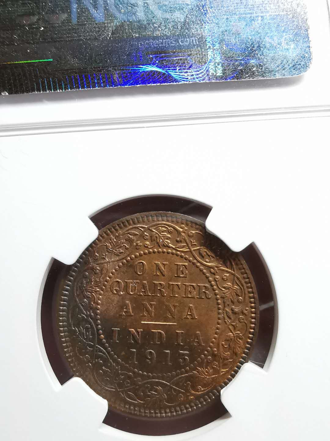 凡希社世界钱币微拍第一百三十期 1913C英属印度乔五1/4安那NGC-MS63