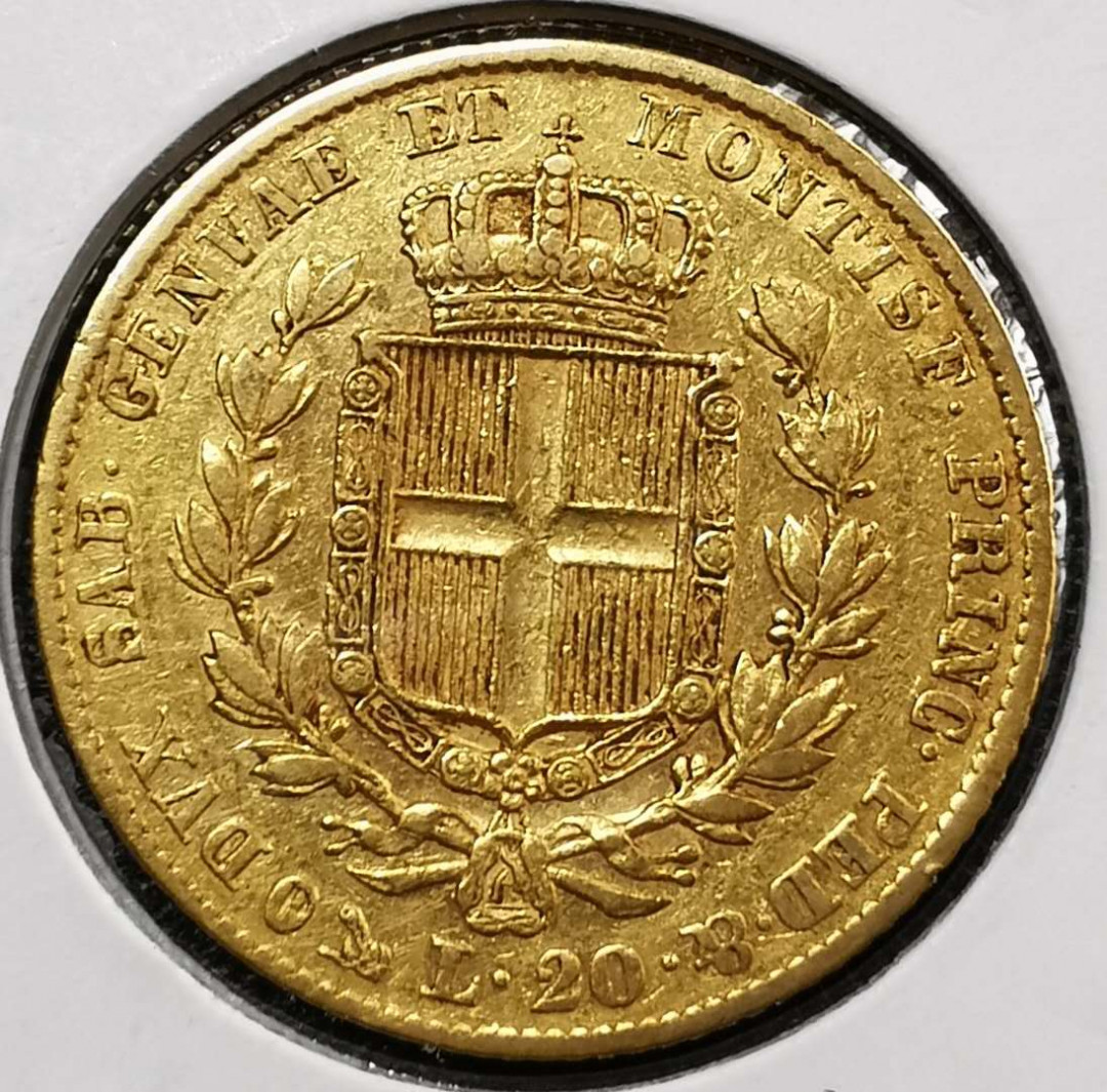 凡希社世界钱币微拍第一百三十期 1834撒丁岛20里拉金币XF少见品种！