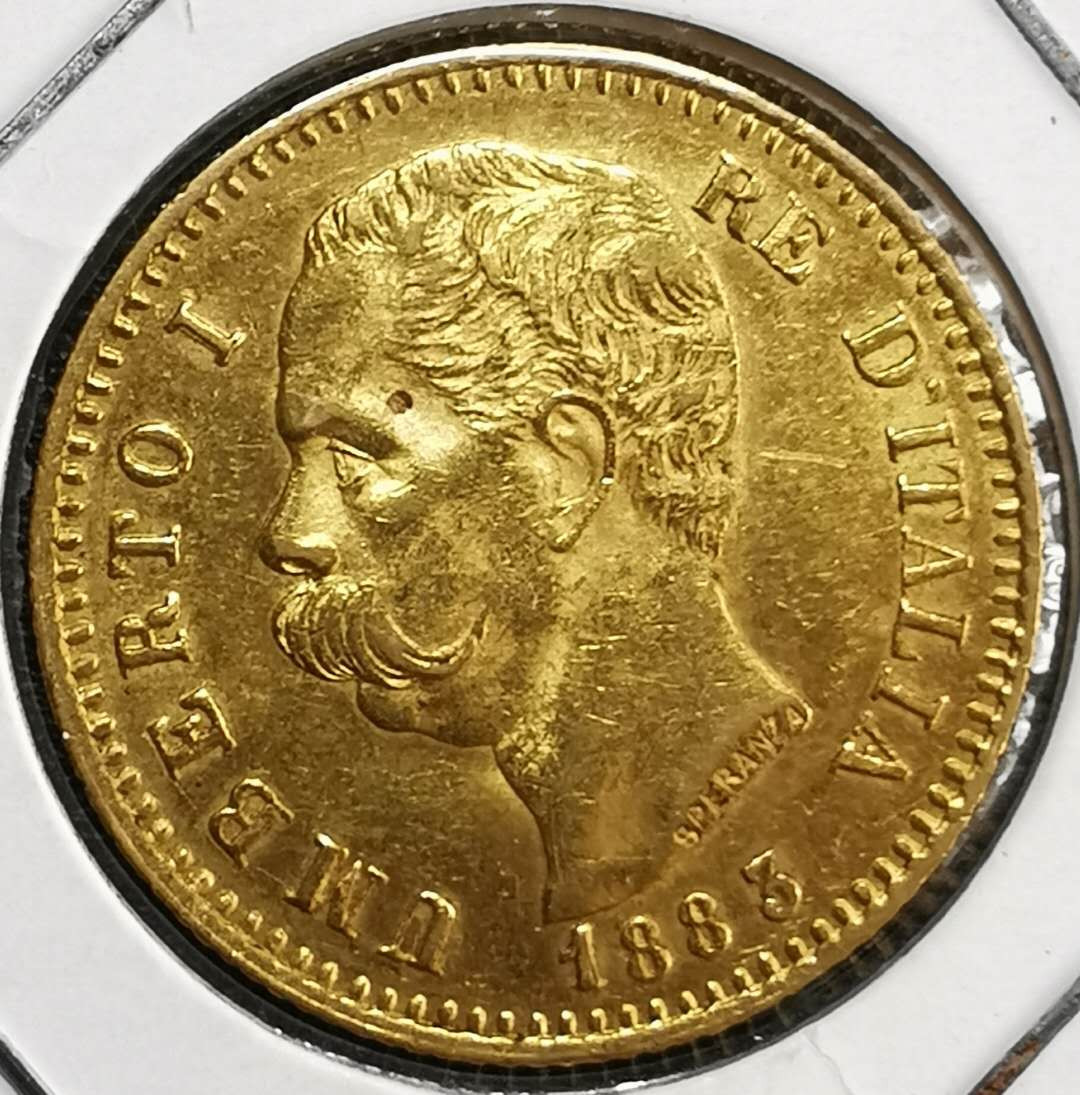 凡希社世界钱币微拍第一百三十期 1883意大利20里拉金币UNC