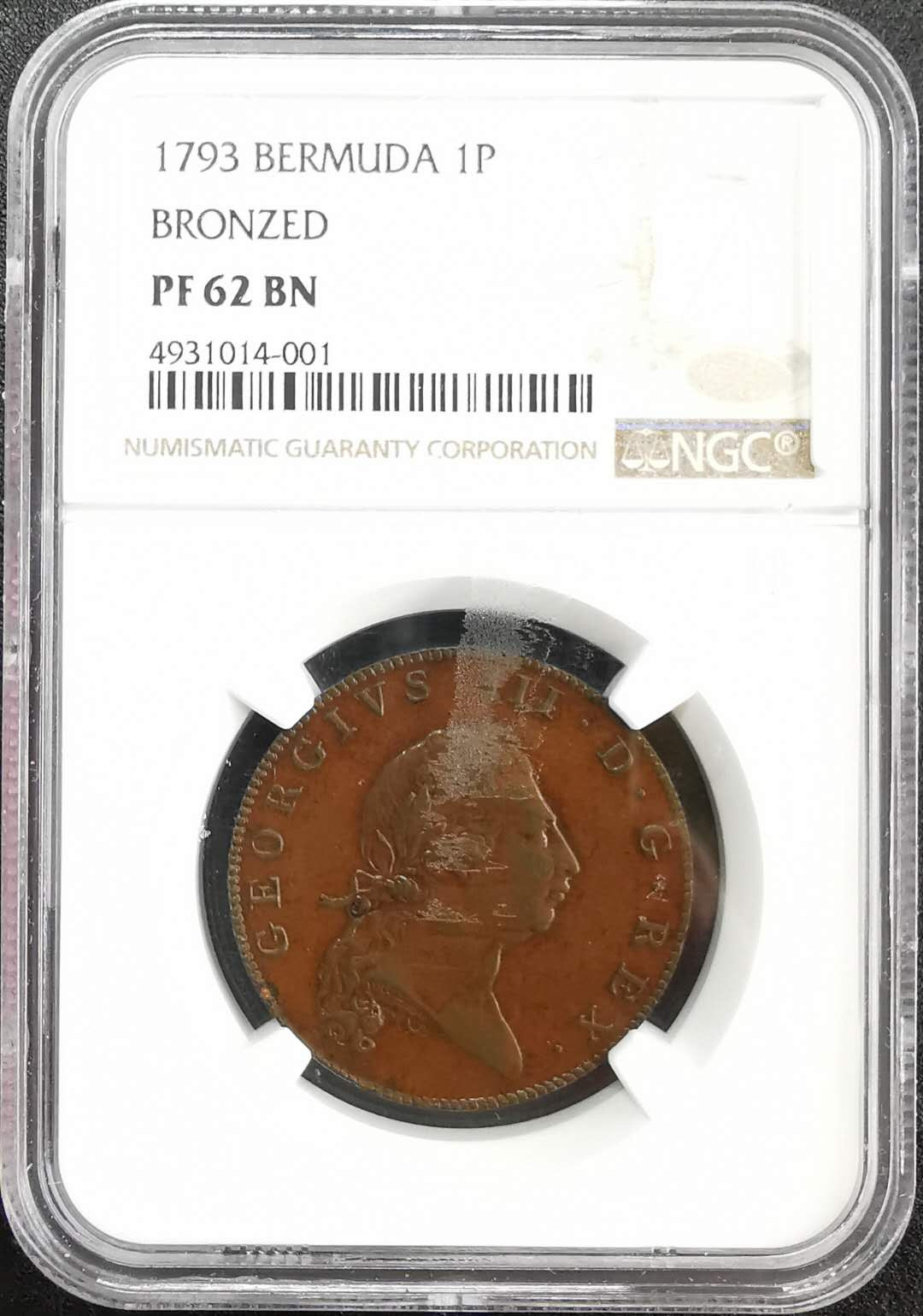 凡希社世界钱币微拍第一百三十期 稀！1793百慕大乔三便士精铸NGC-PF62SOHO出品！