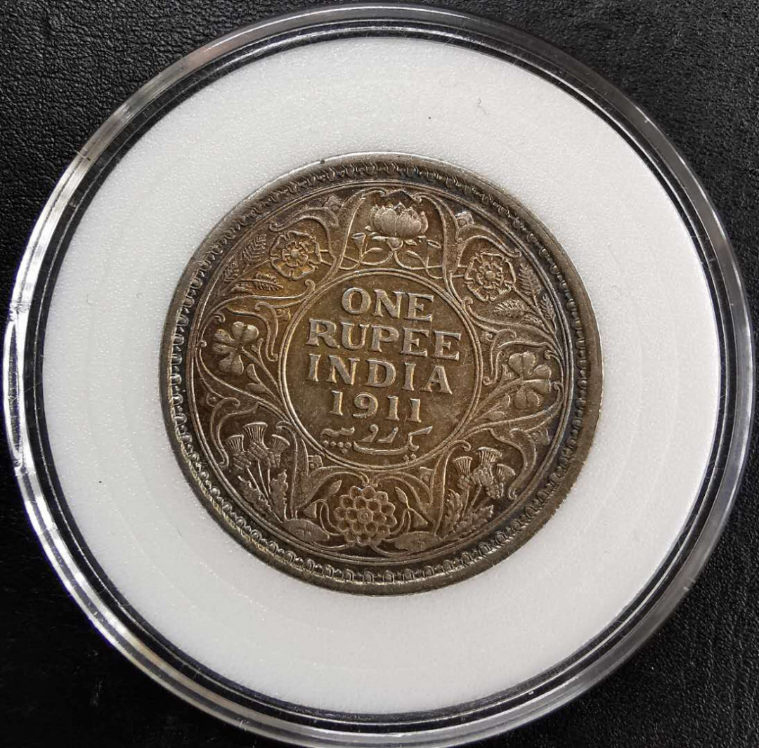 凡希社世界钱币微拍第一百三十期 1911英属印度乔五猪卢比极美品