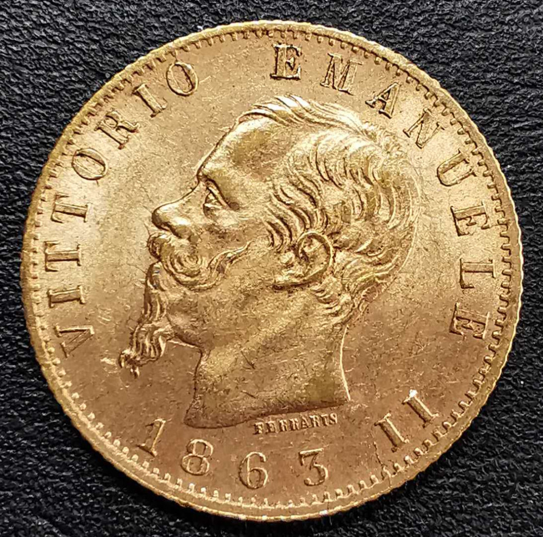 凡希社世界钱币微拍第一百三十期 1863意大利20里拉金币BU