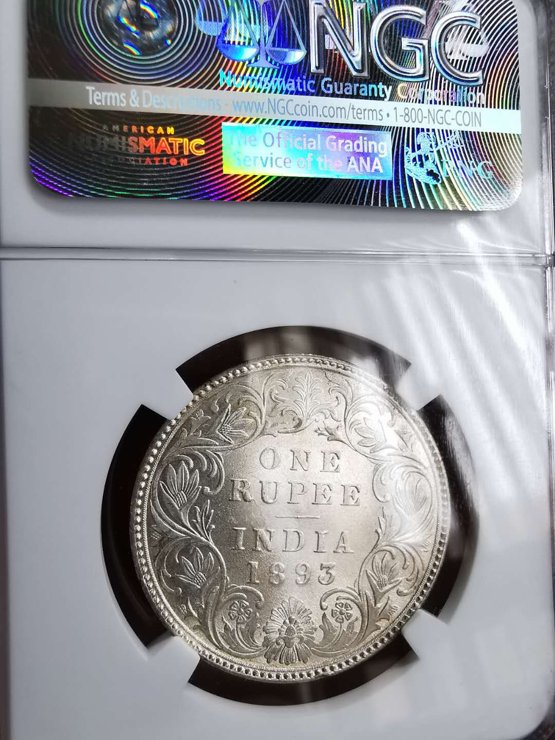 凡希社世界钱币微拍第一百三十期 1893B英属印度小维卢比NGC-MS63