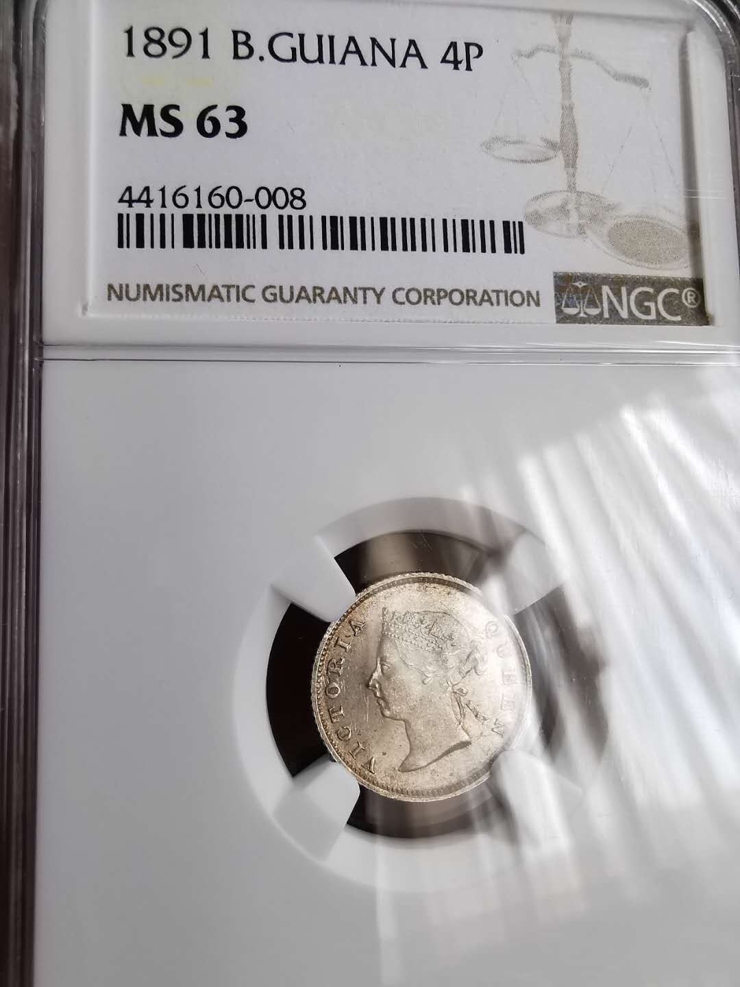 凡希社世界钱币微拍第一百三十期 1891英属圭亚那小维4便士NGC-MS63