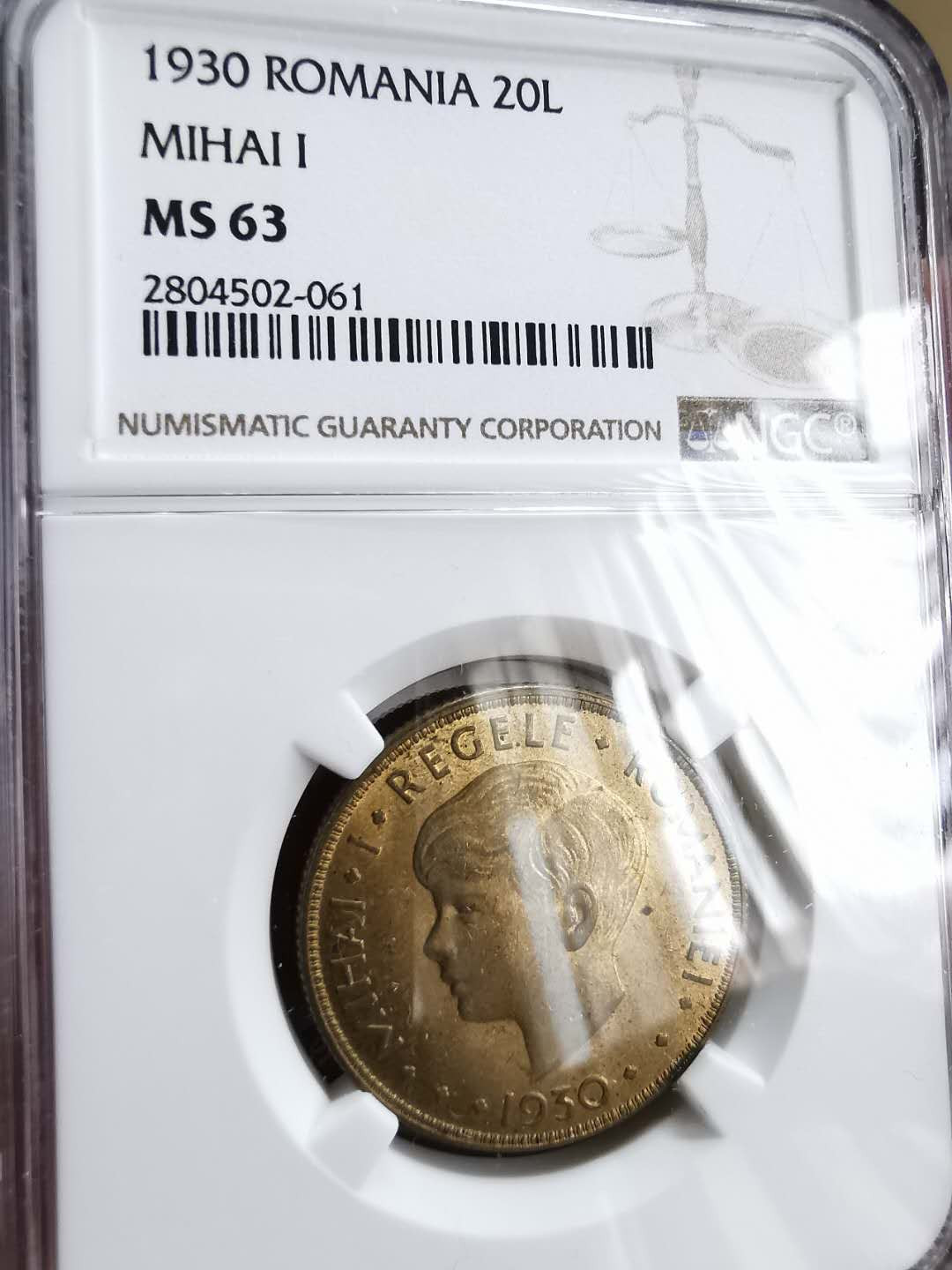 凡希社世界钱币微拍第一百三十期 1930罗马尼亚20L铜NGC-MS63