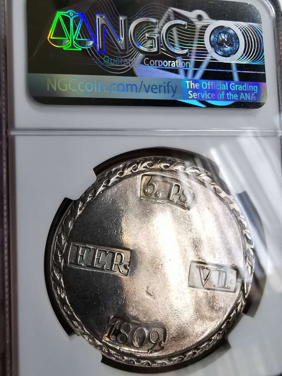 凡希社世界钱币微拍第一百三十期 荐！1809西班牙塔拉戈纳围城5P大银NGC-XFD稀少品种！