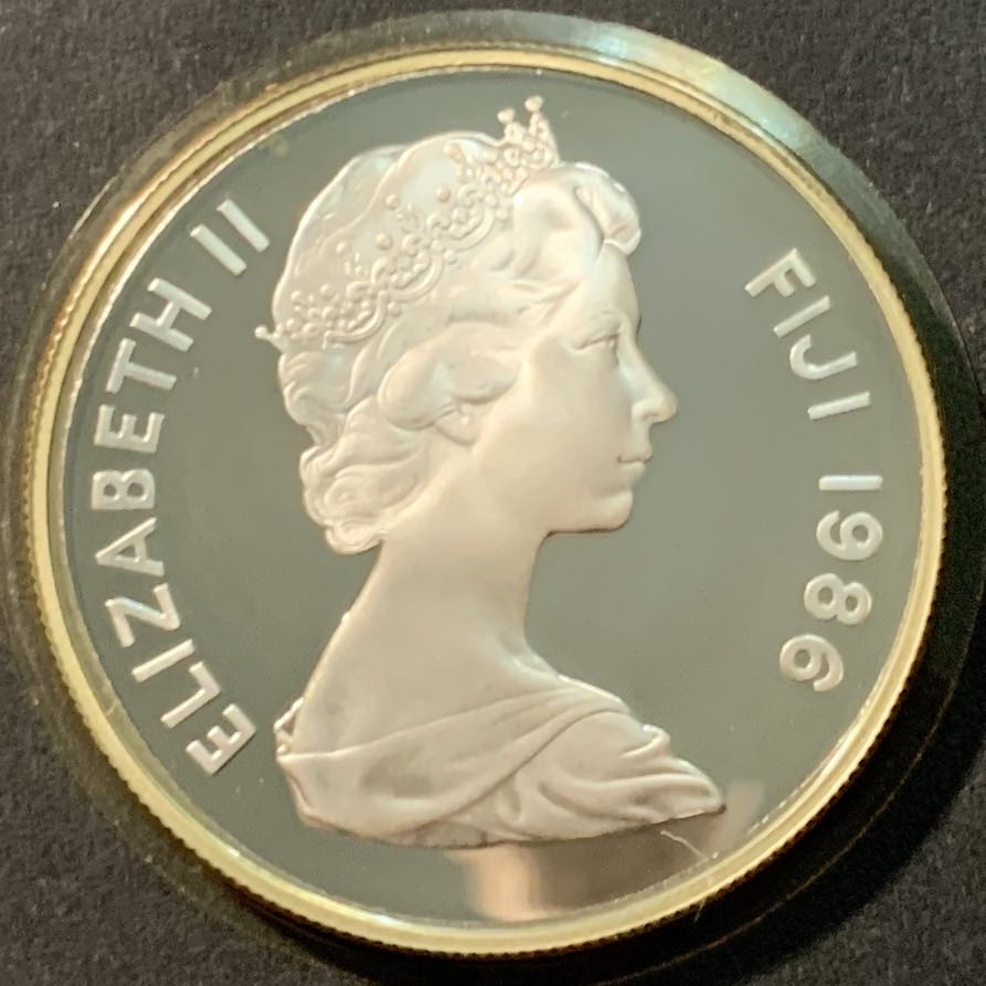 紫瑗钱币——微拍第98期 斐济 1986年 WWF世界濒危野生动物 绿娃 10元 27克 0.925银 精制 